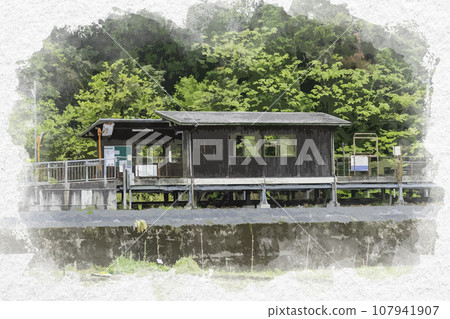 水彩風格平福智頭特快平福站兵庫縣佐用郡佐用町 107941907