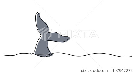 Colorful line art with whale tail, World Whale Day, ecology concept, vector 107942275