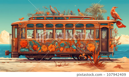 Illustration of beautiful view of Mallorca island, Spain Illustration of beautiful view of Mallorca island, Spain 107942409