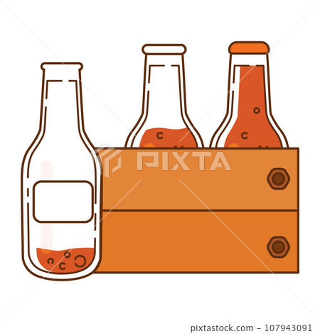Isolated box with beer bottles icon Vector 107943091