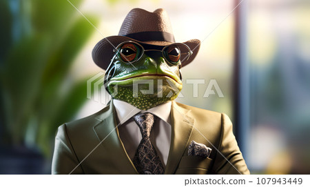 穿著西裝的酷青蛙“AI生成圖像” 107943449