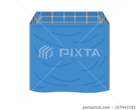 用藍色防水布覆蓋的新建築工地的插圖 用藍色防水布覆蓋的新建築工地的插圖 107943795