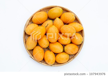 Marian plum fruit isolated on white background 107943976