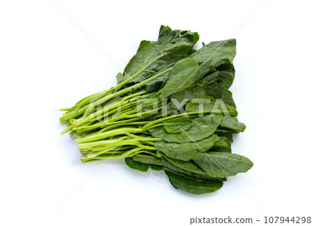 Collard greens on white background. 107944298