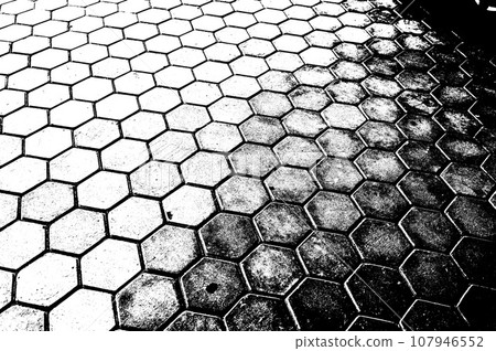 black and white hexagon silhouette texture background 107946552