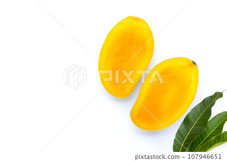 Tropical fruit, Mango on white background. 107946651