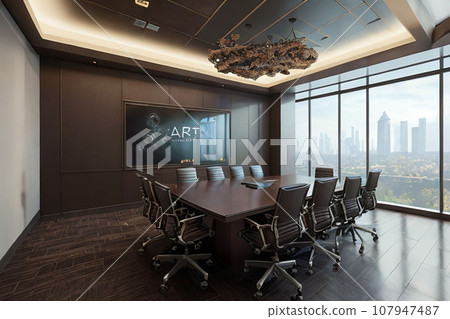 Stylish large conference room board room 107947487