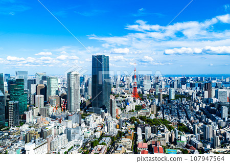 Tokyo skyscrapers overlooking from Roppongi Toranomon-Ariake 2023.10 High chroma contrast 107947564
