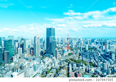 Tokyo skyscrapers overlooking from Roppongi Toranomon-Ariake 2023.10 Light color 107947565