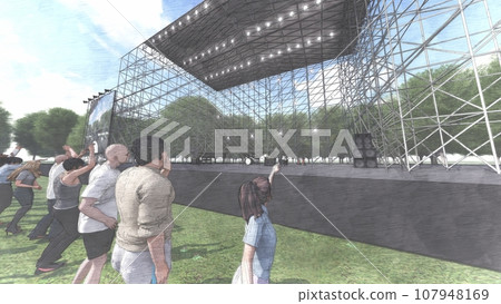 戶外現場活動（無舞台座位）附觀眾插畫CG 107948169