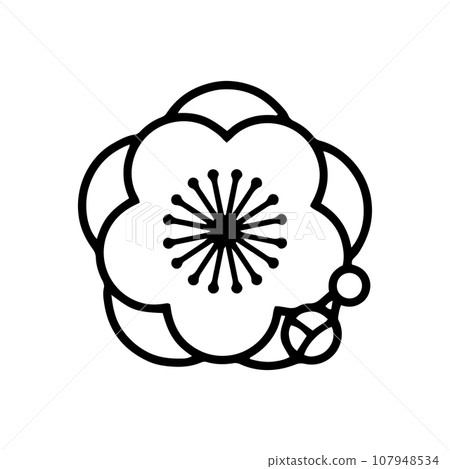 Plum auspicious pattern monochrome illustration Plum auspicious pattern monochrome illustration 107948534