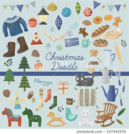 Relaxing Christmas illustration set 107948556