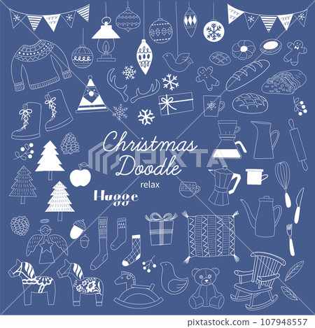 輕鬆的聖誕插畫集（線條畫白色） 107948557