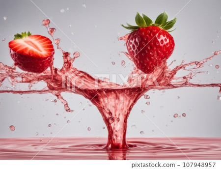 strawberry splashing into water 107948957