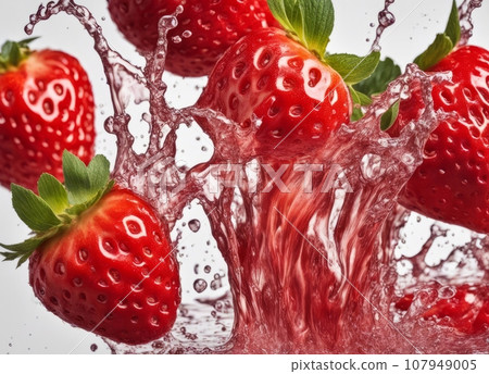 strawberry splashing into water 107949005