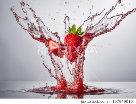 strawberry splashing into water strawberry splashing into water 107949010