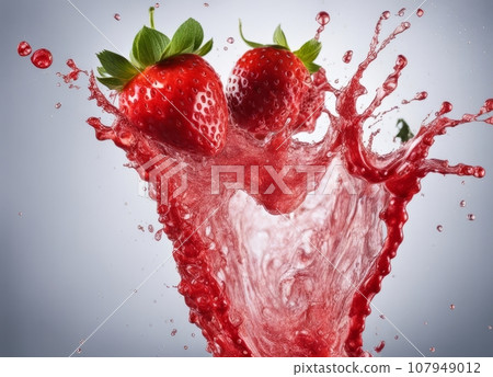 strawberry splashing into water 107949012