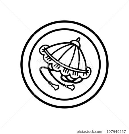 Hidden hat, auspicious pattern monochrome illustration 107949237