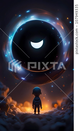 Black hole cartoon character design concept artwork illustration  107949335