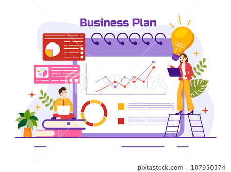 Business Plan Vector Illustration with Target, Planning, Workflow, Time Management, Statistical and Data Analysis in Flat Cartoon Background Business Plan Vector Illustration with Target, Planning, Workflow, Time Management, Statistical and Data Analysis in Flat Cartoon Background 107950374