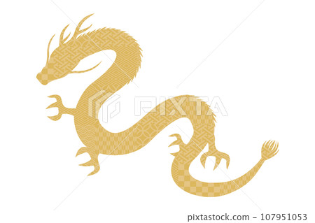 Japanese pattern silhouette illustration image of dragon, dragon, dragon Japanese pattern silhouette illustration image of dragon, dragon, dragon 107951053