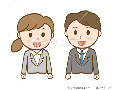 微笑的女上班族與男上班族_西裝 107951076