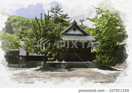 Watercolor style Hirafuku Hirafuku Honjin ruins Sayo-cho, Sayo-gun, Hyogo Prefecture 107951269
