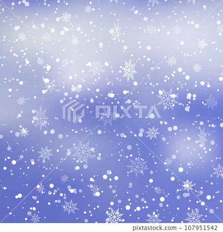 Christmas and Happy New Year background with falling snowflakes on blue sky. Vector Christmas and Happy New Year background with falling snowflakes on blue sky. Vector 107951542