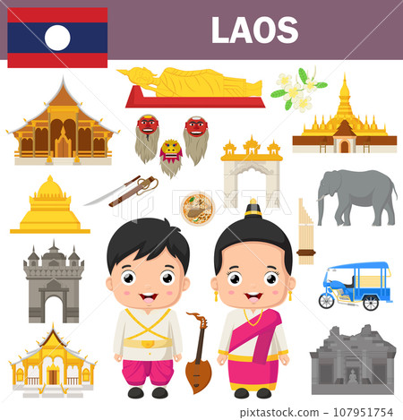 Set of Laos famous landmarks Set of Laos famous landmarks 107951754