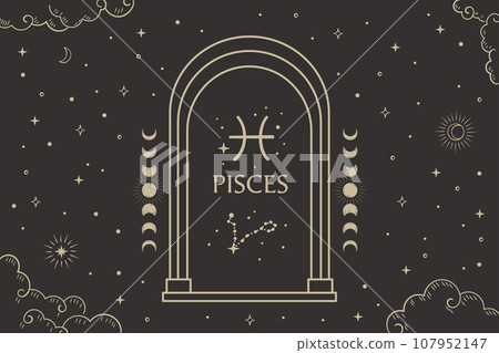 Pisces constellation, illustration of a constellation in the dark night sky Pisces constellation, illustration of a constellation in the dark night sky 107952147