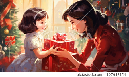 retro christmas kids and gifts retro christmas kids and gifts 107952154