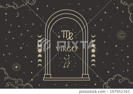Virgo constellation, illustration of a constellation in the dark night sky Virgo constellation, illustration of a constellation in the dark night sky 107952161