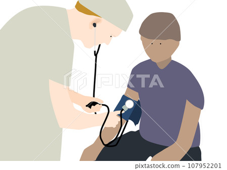 測量血壓的醫生和病人 107952201