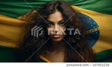 brazilian woman and flag 107952239