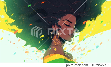 brazilian woman and flag 107952240