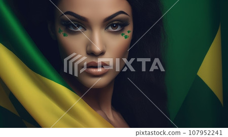 brazilian woman and flag 107952241