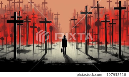cemetery many crosses halloween 107952516