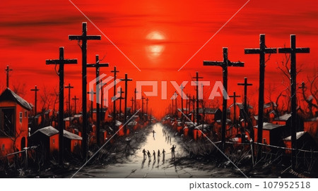cemetery many crosses halloween 107952518