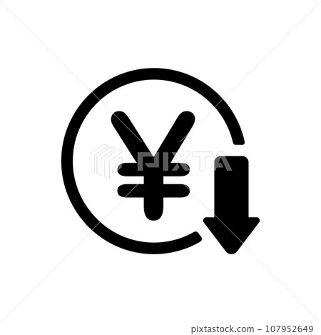 日圓弱勢日圓/降息/降低成本/儲蓄向量圖標 107952649