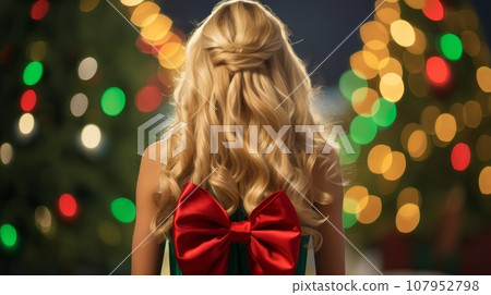 blonde near christmas tree 107952798