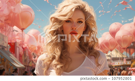 blonde in an amusement park 107952801