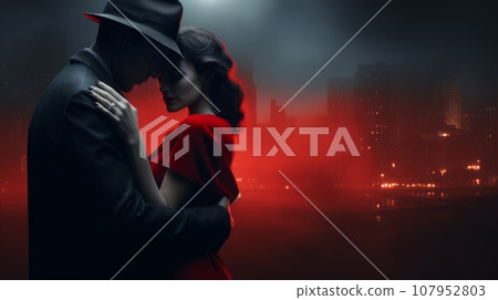 noir style couple in the city 107952803