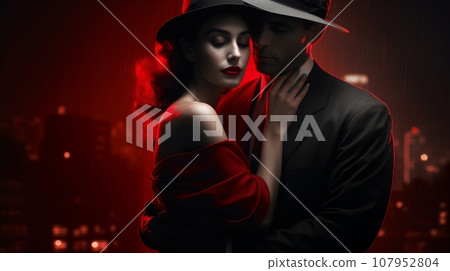 noir style couple in the city 107952804
