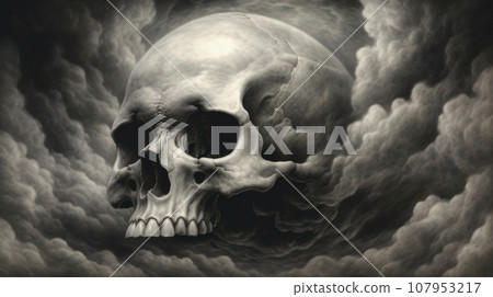 skull in smoke 107953217