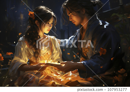 Orihime and Hikoboshi's Tanabata story of constellation myths and stories "AI generated image" Orihime and Hikoboshi's Tanabata story of constellation myths and stories "AI generated image" 107953277
