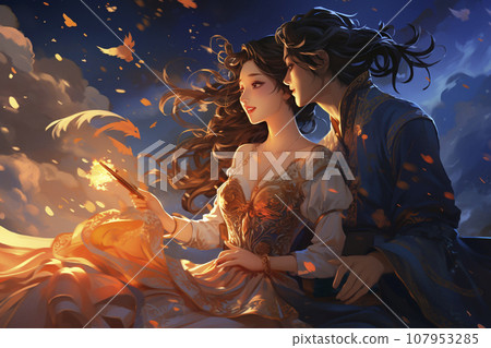 Orihime and Hikoboshi's Tanabata story of constellation myths and stories "AI generated image" Orihime and Hikoboshi's Tanabata story of constellation myths and stories "AI generated image" 107953285