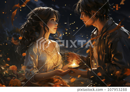 織姬和彥星的七夕故事星座神話和故事“AI生成圖像” 107953288