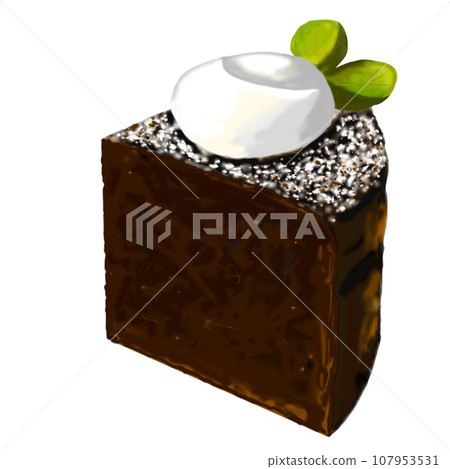 Rich gateau chocolate topped with fresh cream 107953531