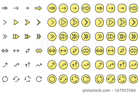 Set of simple arrow icons, misprint design Set of simple arrow icons, misprint design 107953560