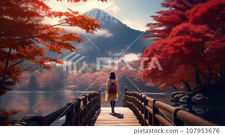 autumn golden forest by the river autumn golden forest by the river 107953676